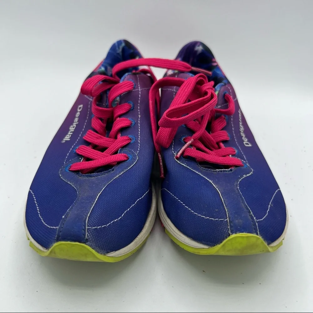 Desigual Floral Sneakers Women's‎ Sz 6.5 US 37 EUR Blue Purple Pink EUC